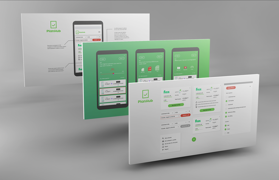 Design for Plan Hub data comparison tool on their website to respect the style guide of the brand by Phil Héroux